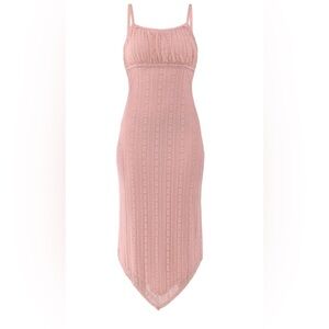 Midi Women’s Dress-Light Pink-Stretchy Lace